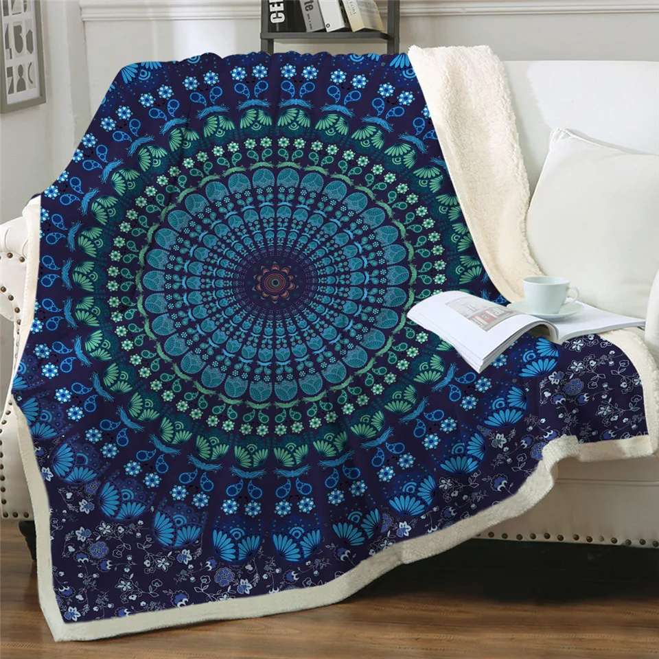 Постельные принадлежности Outlet шерпа двусторонний пледы Плед с рисунком мандалы положение миллионов кровать одеяло s кристалл бархат спереди и пушистый шерпа сзади
