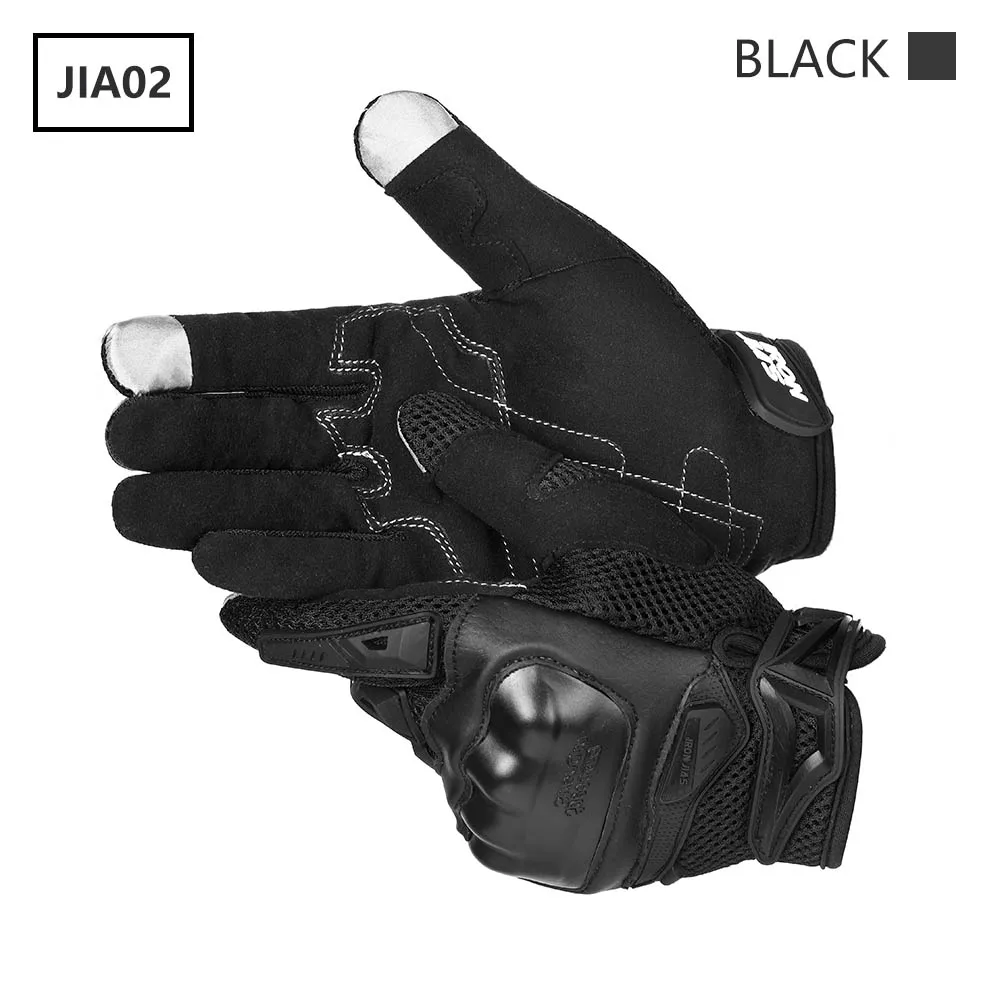 Black Перчатки для мотоцикла с сенсорным экраном из углеродного волокна, защитное снаряжение для мотогонок, мотокросса, мотоциклистов# JIA02 - Цвет: Black
