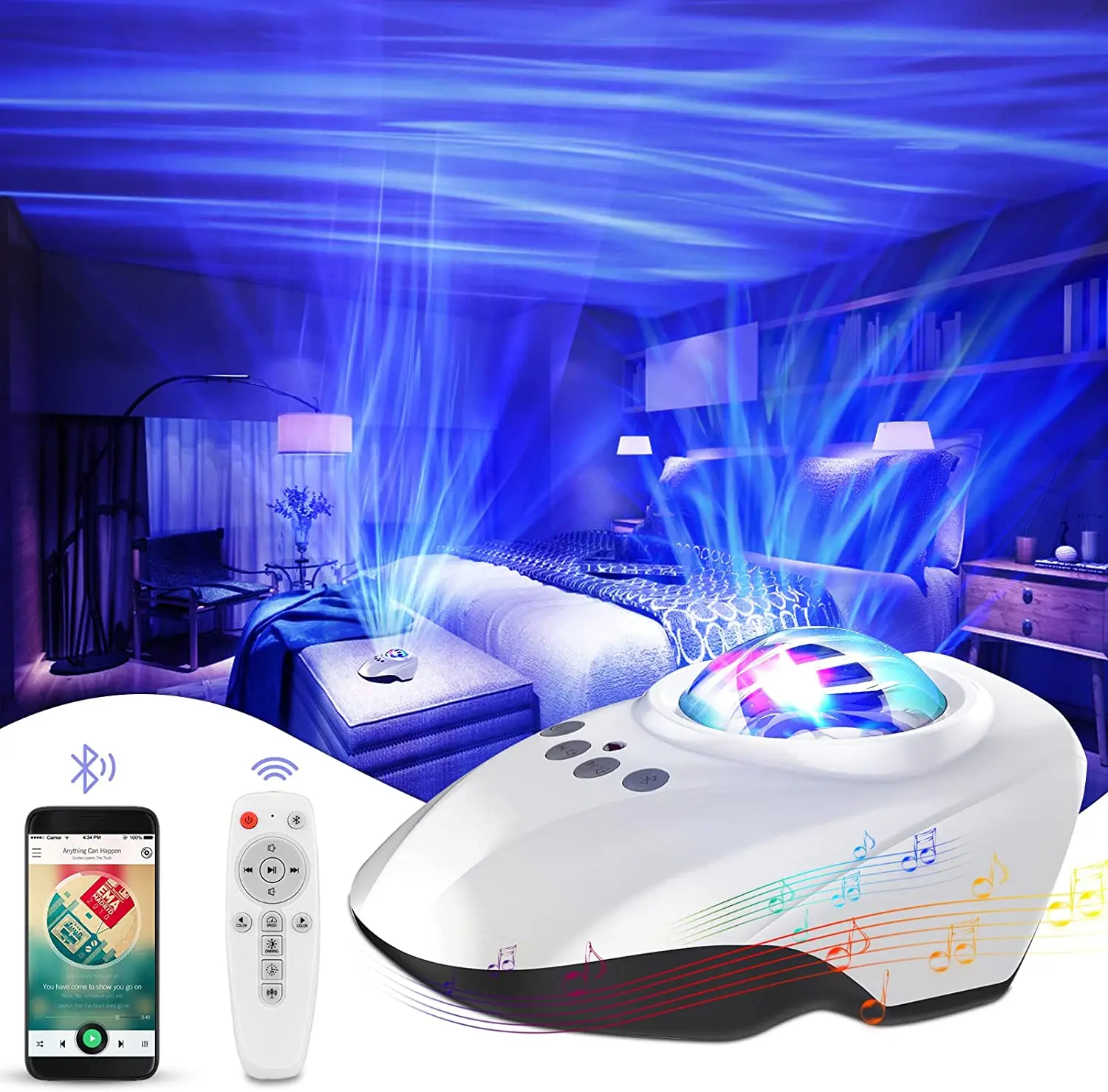 

3 в 1, светодиодный проектор «Звездная Галактика» с Bluetooth-динамиком