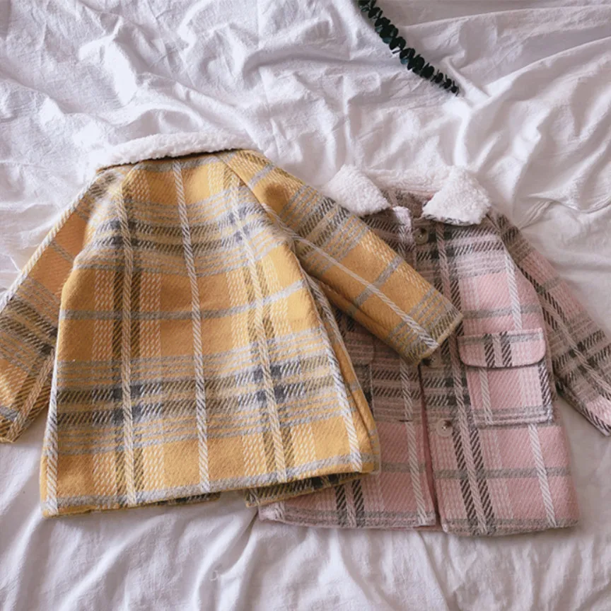Новая детская одежда зимние клетчатые пальто для маленьких девочек куртки