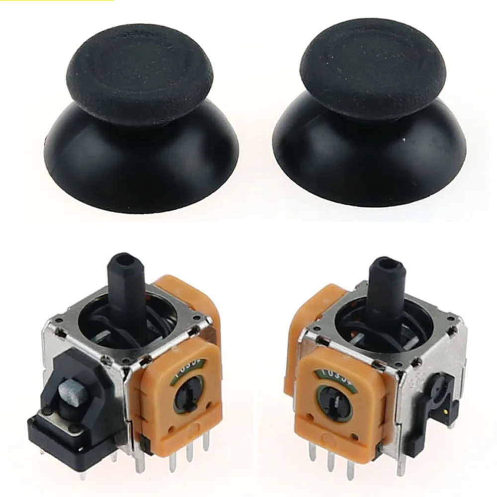 2 Pcs Game joystick 3D Analog Joystick Module Potentiometer With 2xBlack Thumbsticks Cap For Playstation 4 PS4 Pro Controller Re |