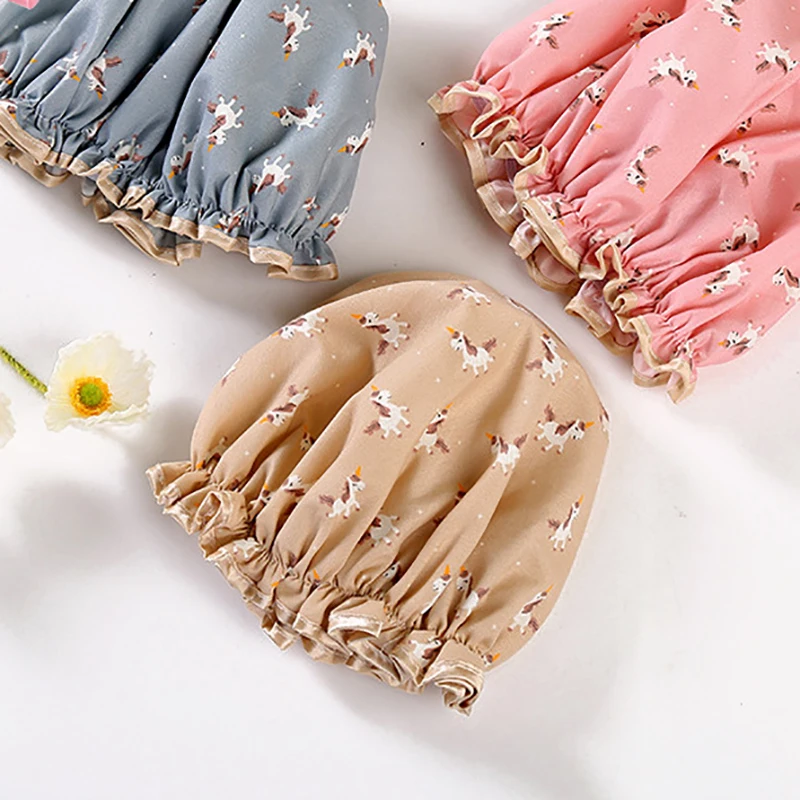 Шапка женская двухслойная плотная атласная для душа водонепроницаемая шапочка