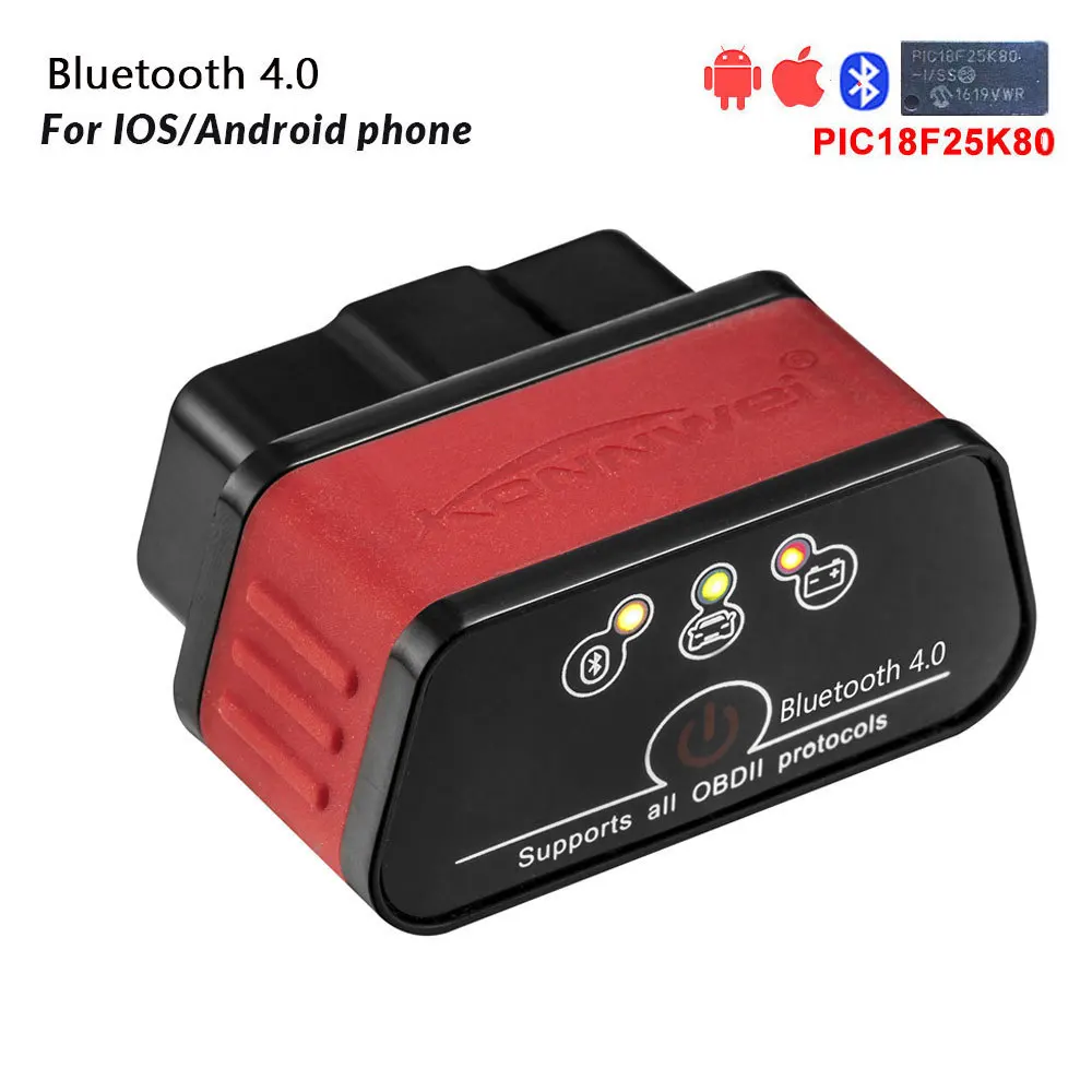 Elm327 V1.5 Obd2 Авто диагностический сканер Konnwei Kw903 Bluetooth 3,0/4,0 Elm 327 V1.5 Бортовая Система диагностики 2 код ридер чип Pic18f25k80