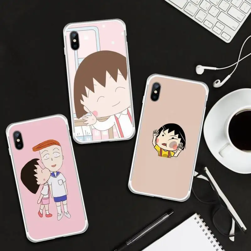 

Japanese cartoon cute Chibi Maruko-chan Phone Case Transparent for iPhone 6 7 8 11 12 s mini pro X XS XR MAX Plus funda shell