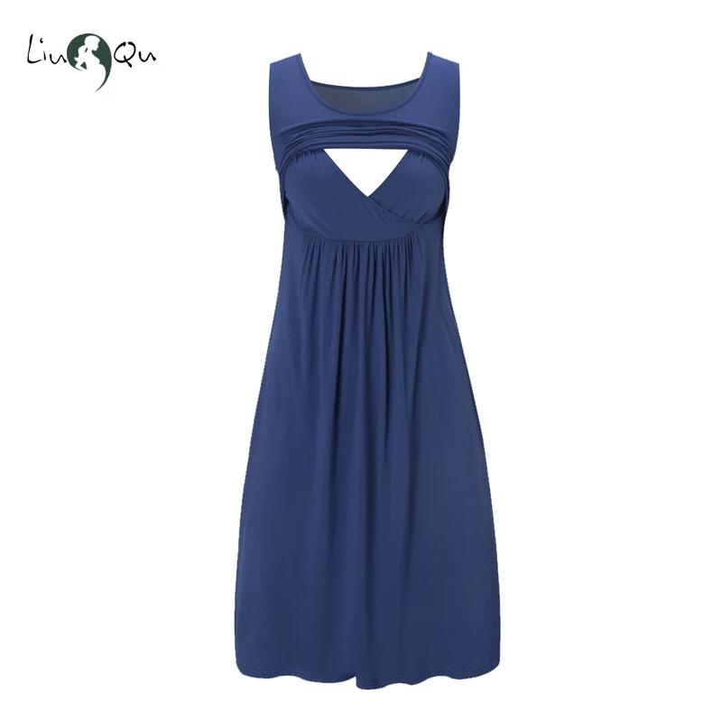 Платья для беременных с коротким рукавом кормящих матерей рюшами по бокам в