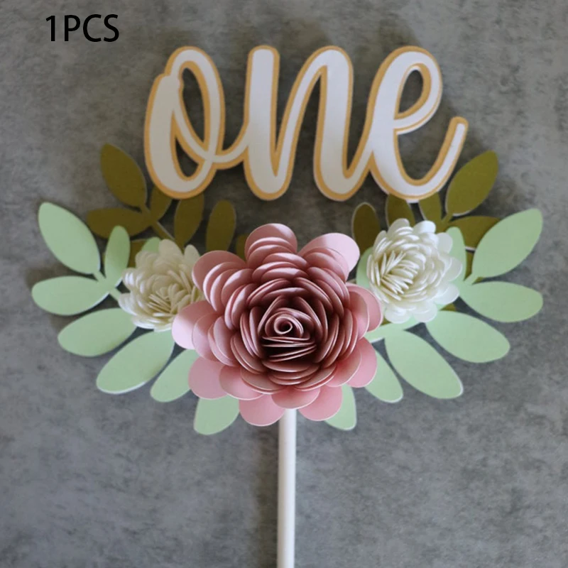 

Birthday custom ONE cake Topper Glitter Paper Cup cake Topper Party Decorations Party Supplies Cake Topper Decorations