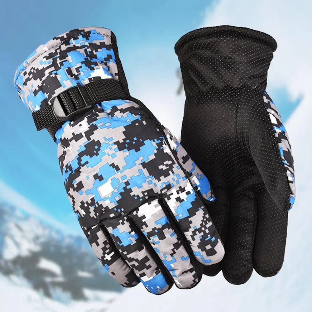 

Winter Skiing Gloves Waterproof Warm Camouflage Glove Cycling Cotton Non-slip Silicone Palm Mitten Outdoor Full Finger Mittens