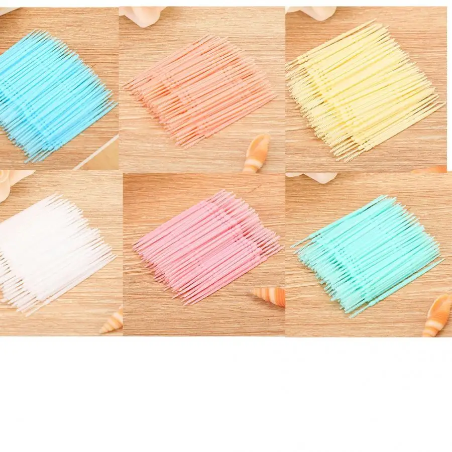 100 шт./пакет одноразовые двойной головкой чистка зубов зубочистка полости рта для