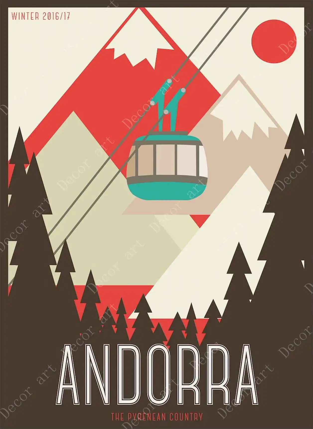 Картины на холсте с покрытием для путешествий лыжи в Андорре винтажные картины