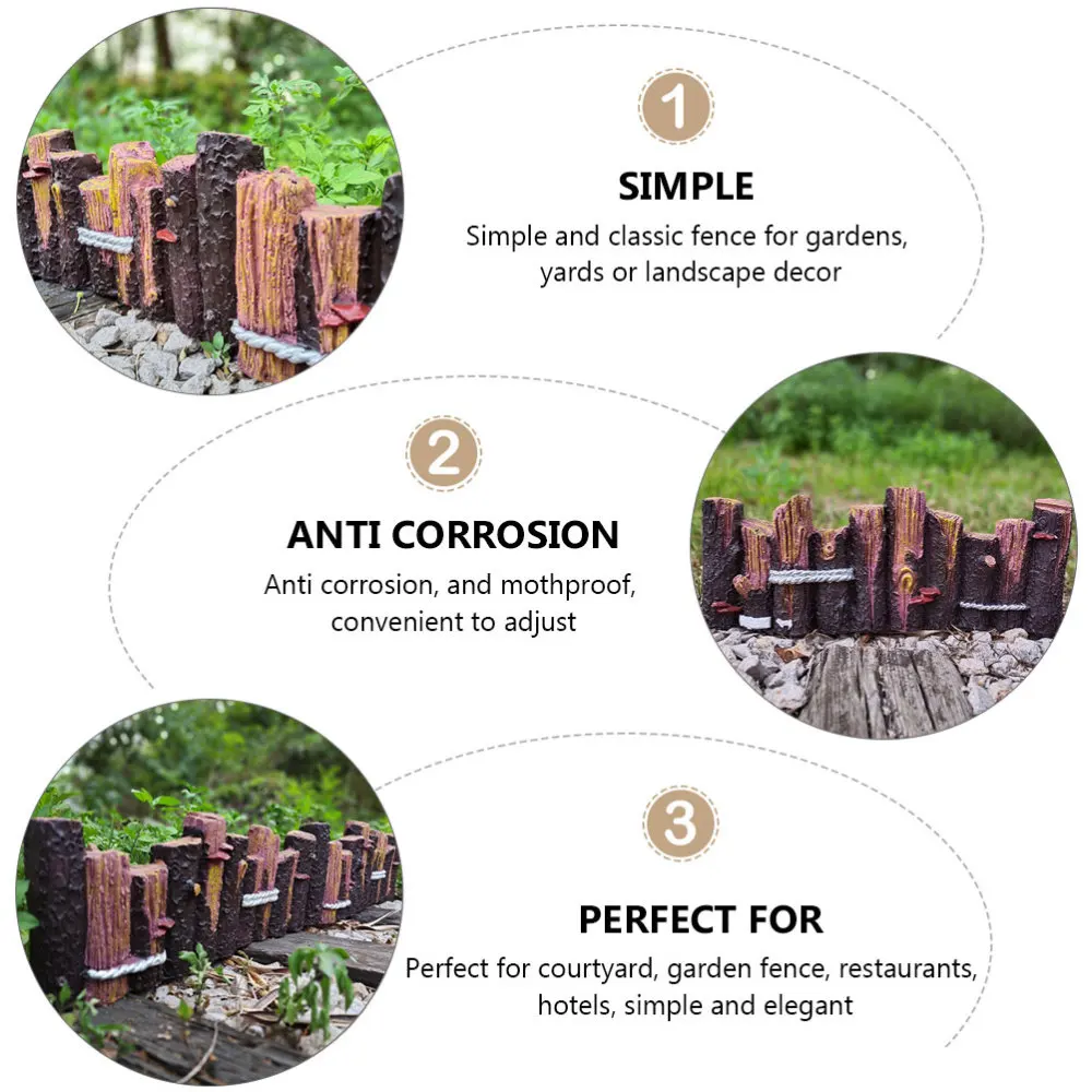 

1 Set of Garden Fence Adornment Decorative Simulation Fence Ornament (Coffee)