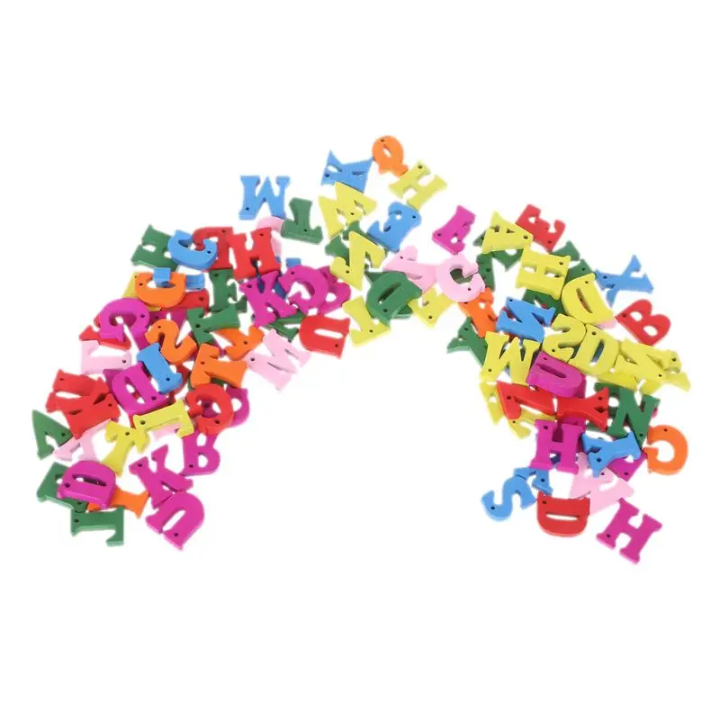 

2021 New 100pcs Wooden Letter Alphabet Word Carft DIY Decoration Button Kid Education Toy