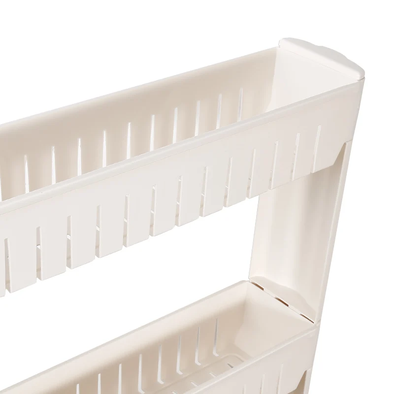 

Bathroom Four Layer Quilted Rack Multipurpose Shelf Storage Refrigerator Multi Layer Side Shelf Storage Snap Up Kitchen Holder