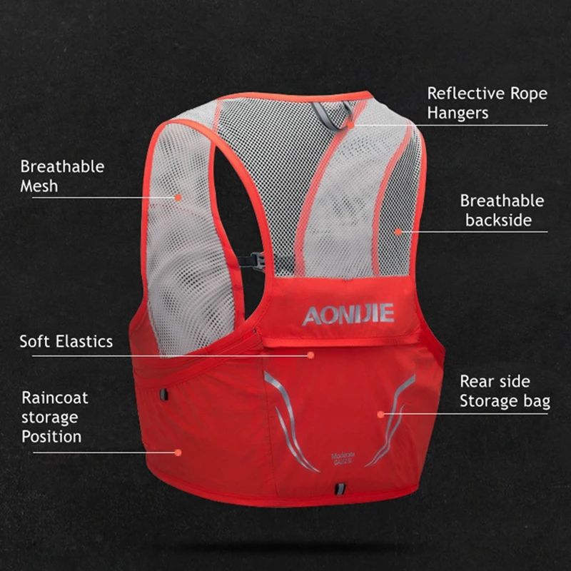 AONIJIE Newest C932 Lightweight Backpack Running Vest Nylon Hydration Pack Bag Cycling Marathon Portable Ultralight Hiking 2.5L