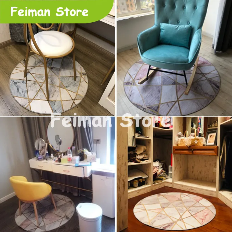 Скандинавский Мраморный Круглый ковер для гостиной компьютерный коврик стула