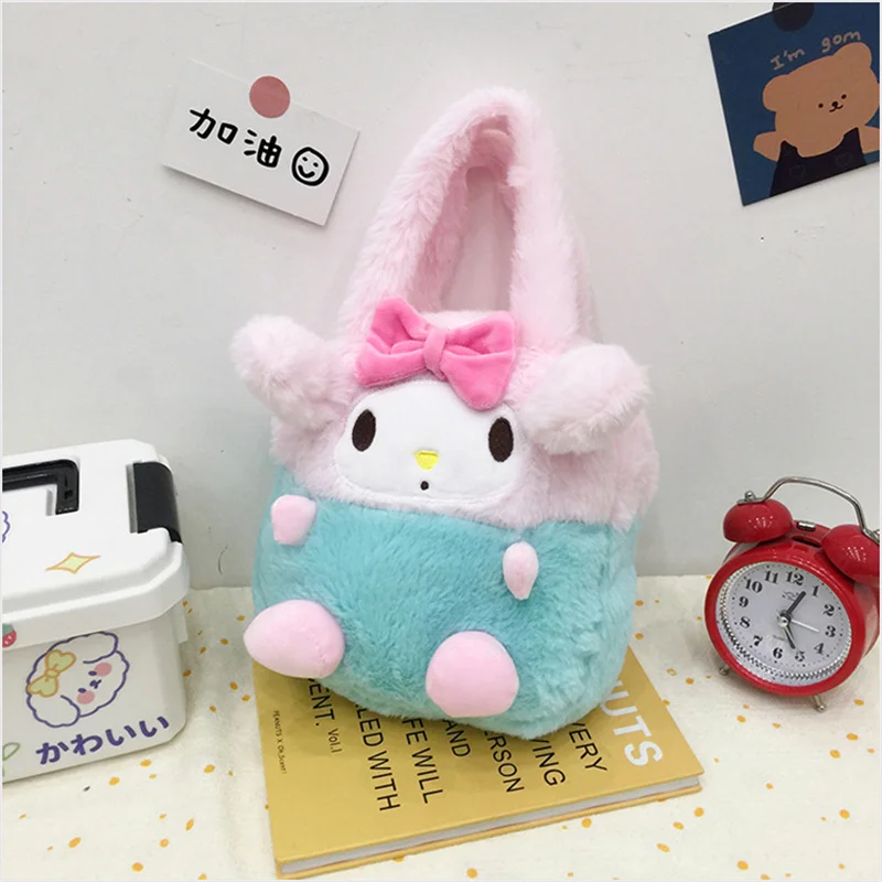 

Sanrio Plush Kawaii Backpack My Melody Plushie Bag Anime Kt Cat Handbag Cute Stuffed Toy Sanrio Room Decor Toys for Girl Gifts