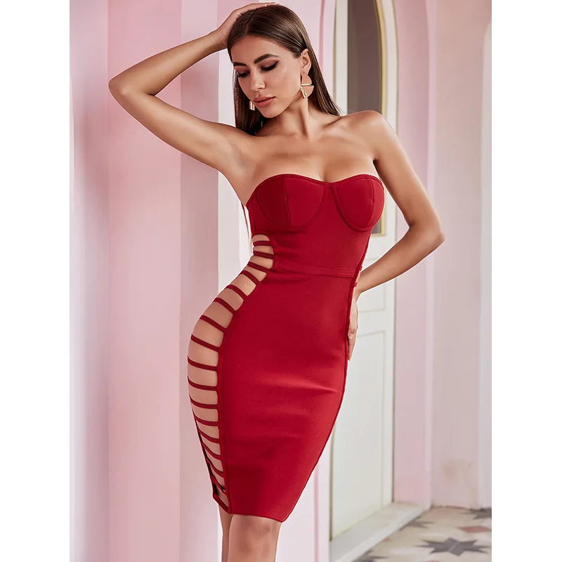 Женское облегающее платье Ji Mingyuan с завышенной талией банкетное Бандажное