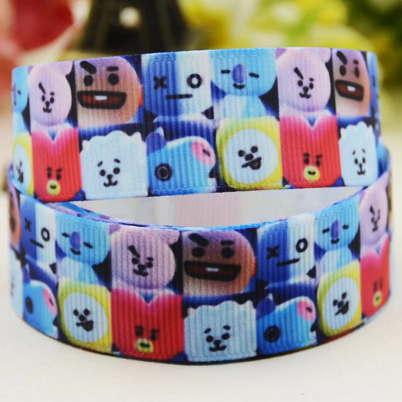 

22mm 25mm 38mm 75mm bt21 cartoon printed Grosgrain Ribbon party decoration 10 Yards X-04693