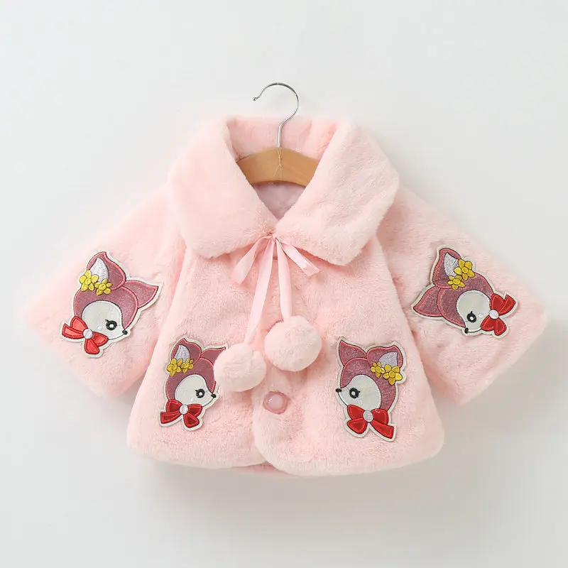 

2021 New Girls Shawl Cloak Baby Girl Baby Plus Velvet Cloak Coat Thickened Children Clothing Cloak Top Fur Coat