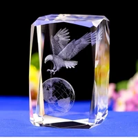 new modern home decoration accessories crystal 3d laser eagle and earth desk miniature figurines christmas gift crafts