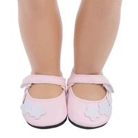 18 inch girls doll shoes lovely white flower pink princess dress shoes american newborn shoe baby toys fit 43 cm baby dolls s20