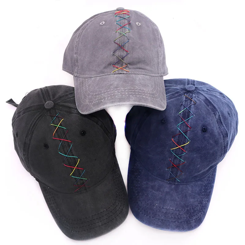 Women Multi-color Ribbon baseball cap Soft Denim Color Snapback Caps and Hats 2020 New Summer Adjustable Caps For Ladies Girls