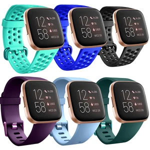 Замена для Fitbit Versa полос черный, дышащий спортивный ремешок совместим с Fitbit VersaVersa Lite EditionVersa 2
