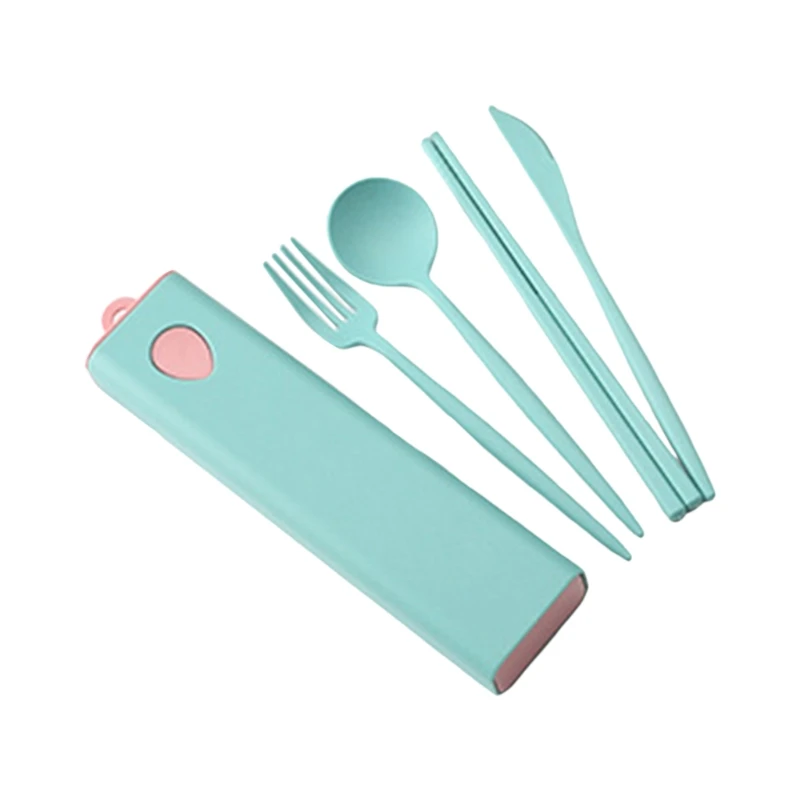 Tableware Set Travel Camping Portable Cutlery Fork Chopstick Spoon Creative Wheat Knife Chopsticks Dropship | Дом и сад