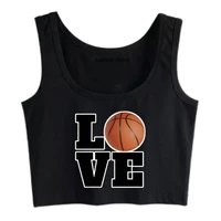 lasting charm female basketball i love basketball with love fashion inscriptions cotton crop top