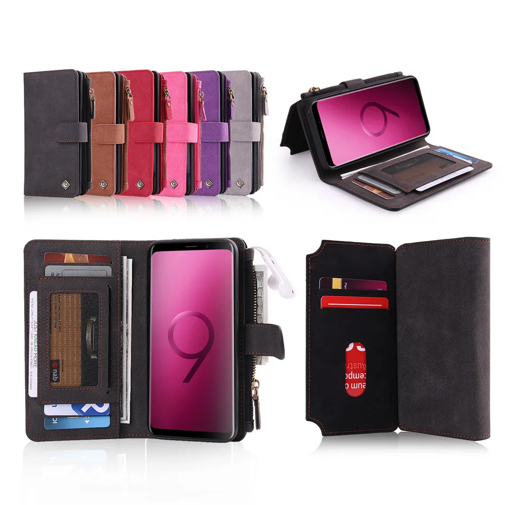 Новый Роскошный PU флип чехол для Galaxy S7 S8 S9 Note8 Note9 Магнитная задняя крышка с