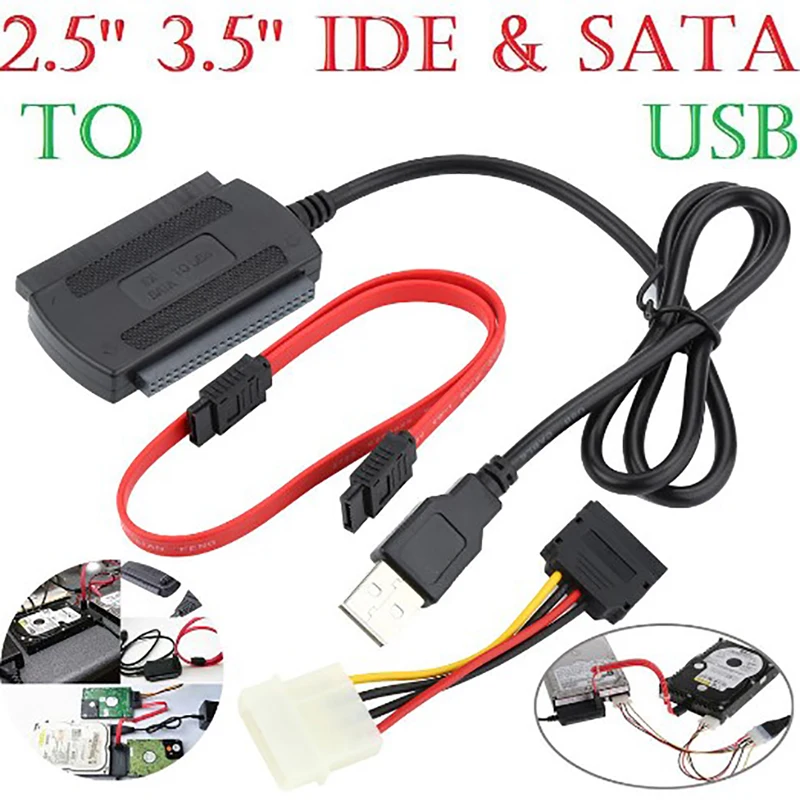 

Адаптер для жесткого диска 3 шт./компл. IDE SATA HDD к USB 2,0 Комплект кабелей преобразователя для 2,5 3,5 HD адаптера для жесткого диска
