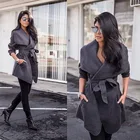 Женское шерстяное пальто, теплое пальто с длинным рукавом и отложным воротником, на шнуровке, с карманами, новая теплая элегантная верхняя одежда, зима 2021