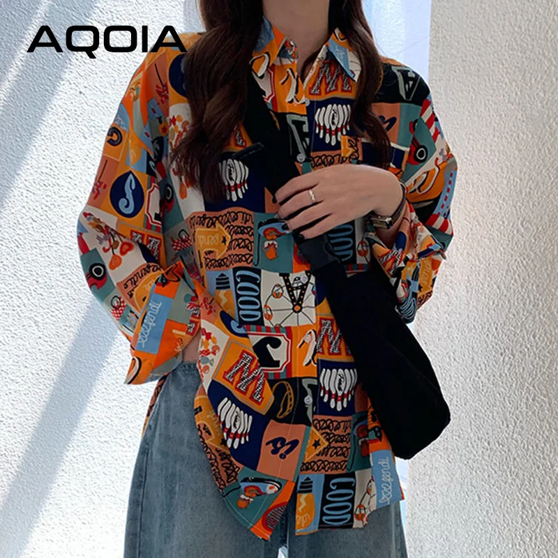 

Korean style Patchwork Long Sleeve Loose Women Blouse Shirt INS Button Up Plus Size Ladies Shirts 2021 Spring Female Tops