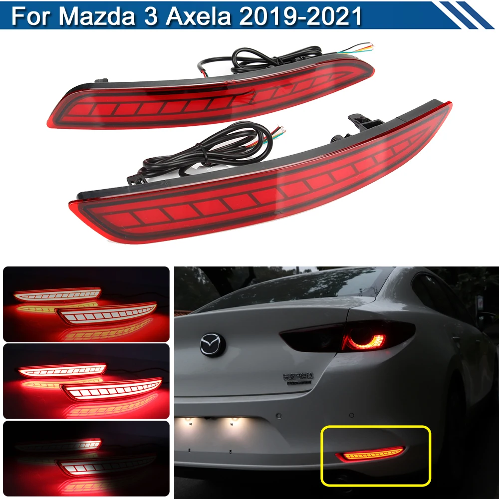 

2Pcs LED Rear Bumper Reflector Warning Light For Mazda 3 Axela Sedan 2019 2020 2021 Fog Light Braking Brake Light Turn Signal
