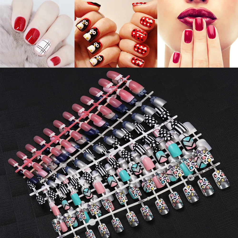 24 шт. 20 цветных накладных ногтей во французском стиле|Накладные ногти| |