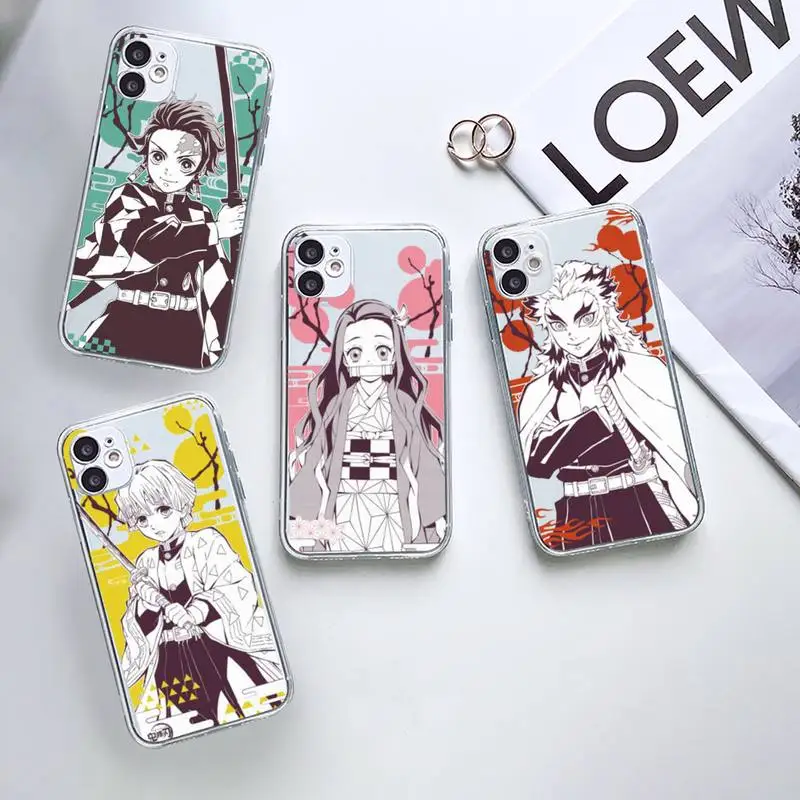 

demon slayer anime manga Phone Case Transparent for iPhone 7 8 11 12 13 mini pro X XS XR MAX Plus