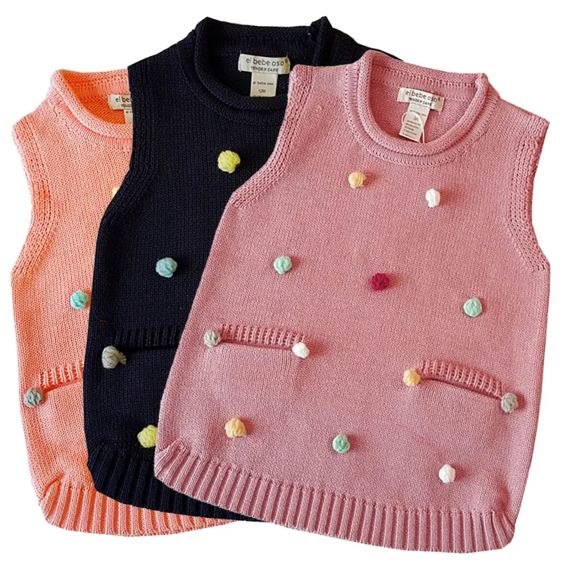 Детский трикотажный жилет Трикотажный для маленьких девочек Хлопковый вязаный
