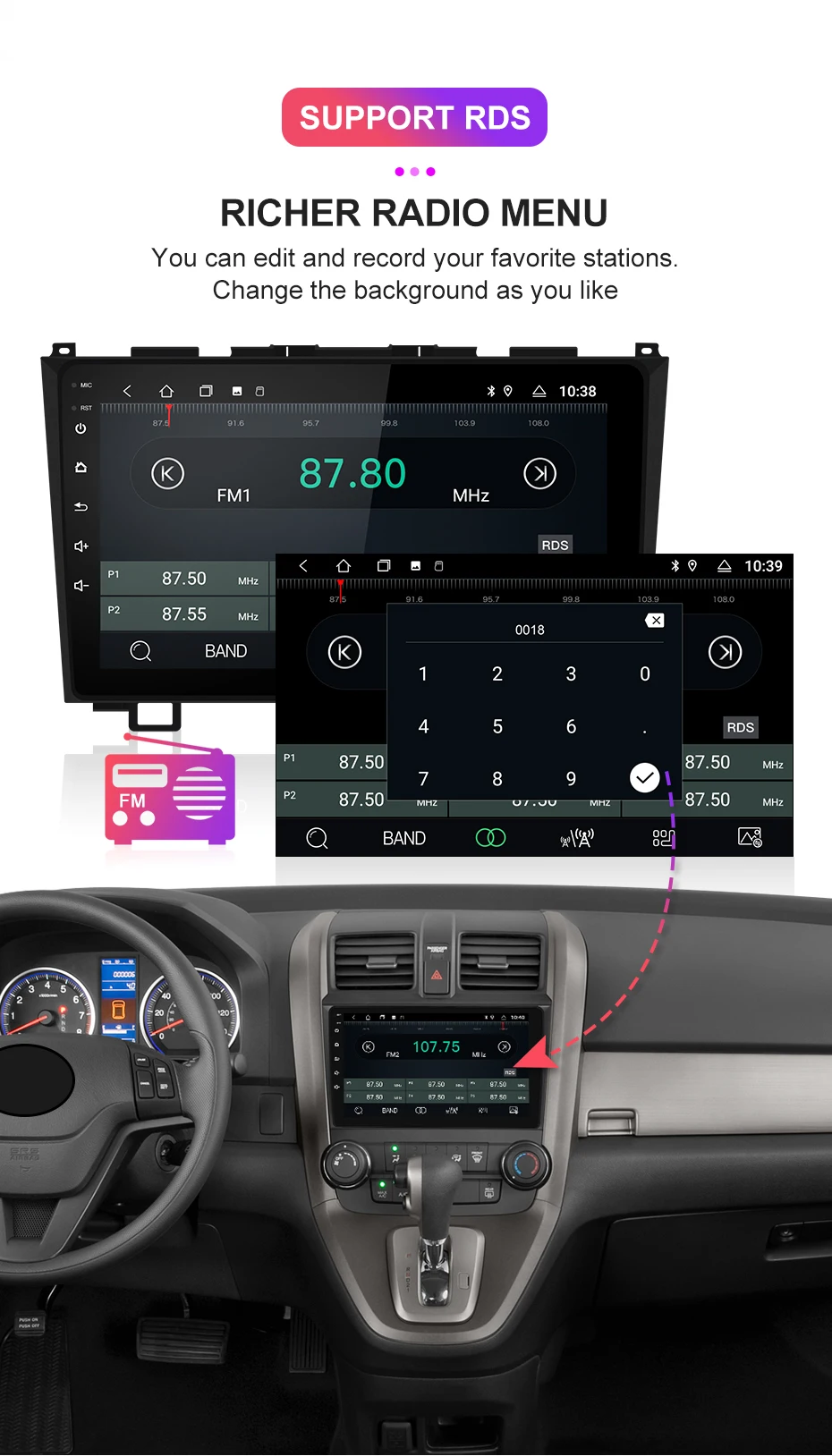 Isudar 1 Din Автомобильный мультимедийный Android 9 для Honda/CRV/CR-V 2006-2011 авто радио видео gps Восьмиядерный rom 32 ГБ USB DVR DSP камера
