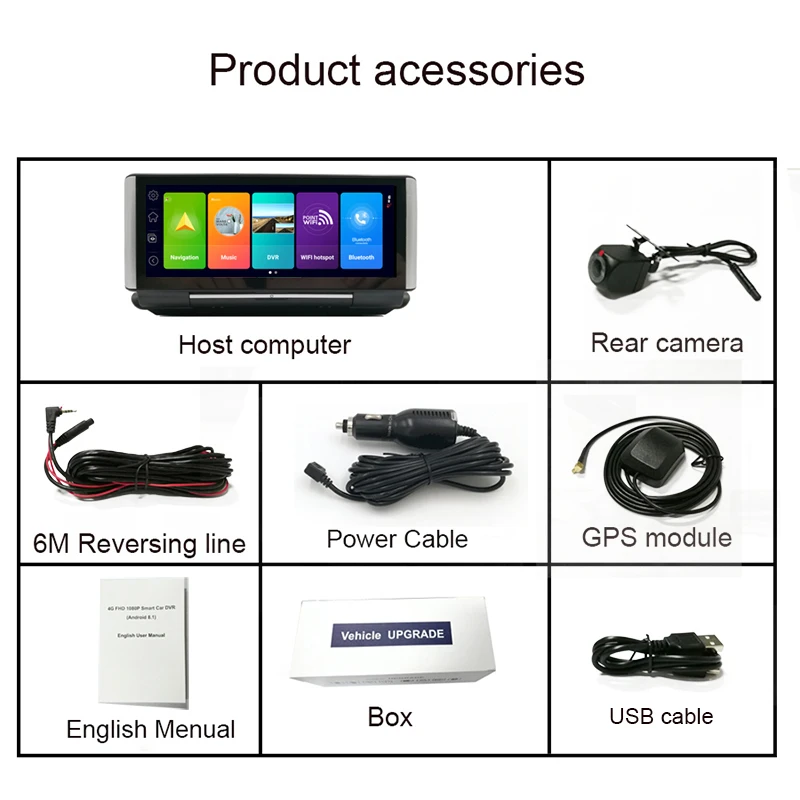 

7 , 4G, 2 + 16 , GPS-, Android 8,1, 1080P, ADAS