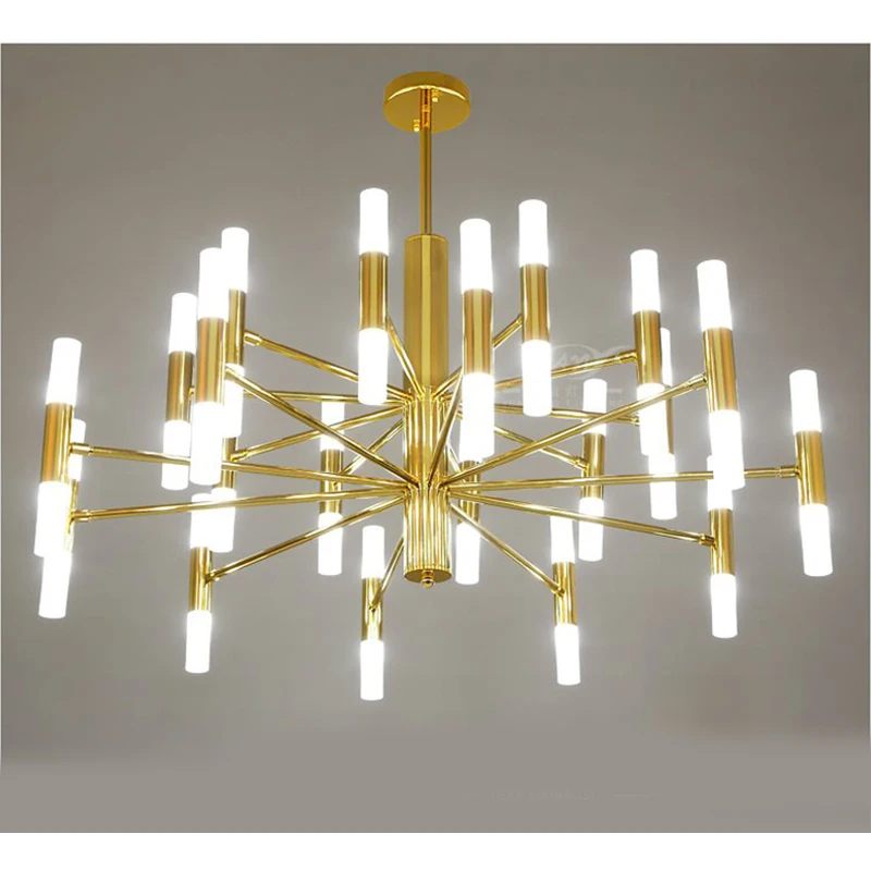 

Современная светодиодная люстра в форме трубки черного и золотого стержня, домашнее освещение для гостиной, спальни, Простой декоративный потолочный светильник