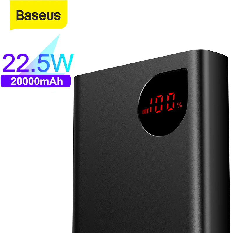 Baseus 20000 мАч Внешний аккумулятор 22 5 Вт Быстрая зарядка 3 0 USB Внешнее зарядное