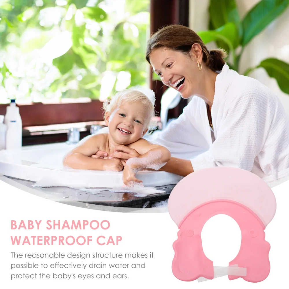 

1pc Adorable Baby Shower Cap Ear Protector Cap Useful Hair Washing Cap