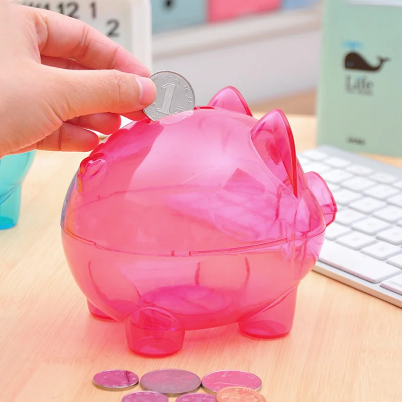 Новая прозрачная пластиковая Копилка чехол для монет мультяшная в форме свиньи