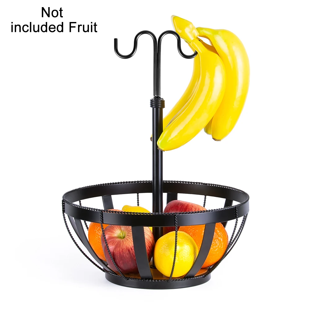 

Office With Banana Hook Vegetable Detachable Fruit Basket Organizer Storage Bowl Holder Iron Rack Stand For Counter Modern