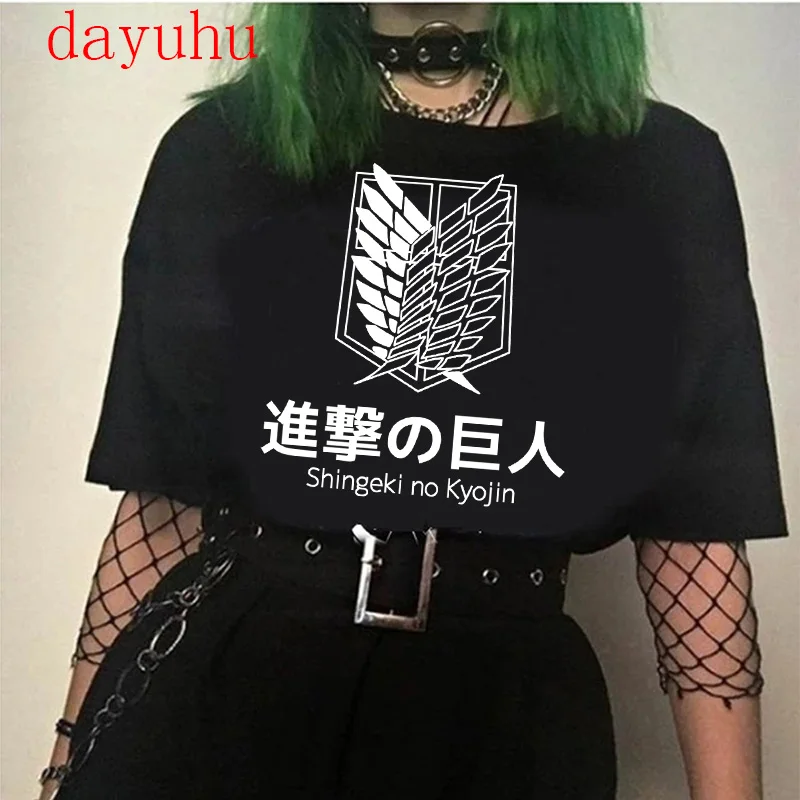 Футболка женская Kawaii атака на Титанов в стиле аниме хип-хоп | Женская одежда