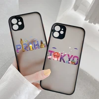 world city travel label phone case for iphone x xs max xr 7 8 plus se2020 13 11 12 pro max new york paris black hard back cover