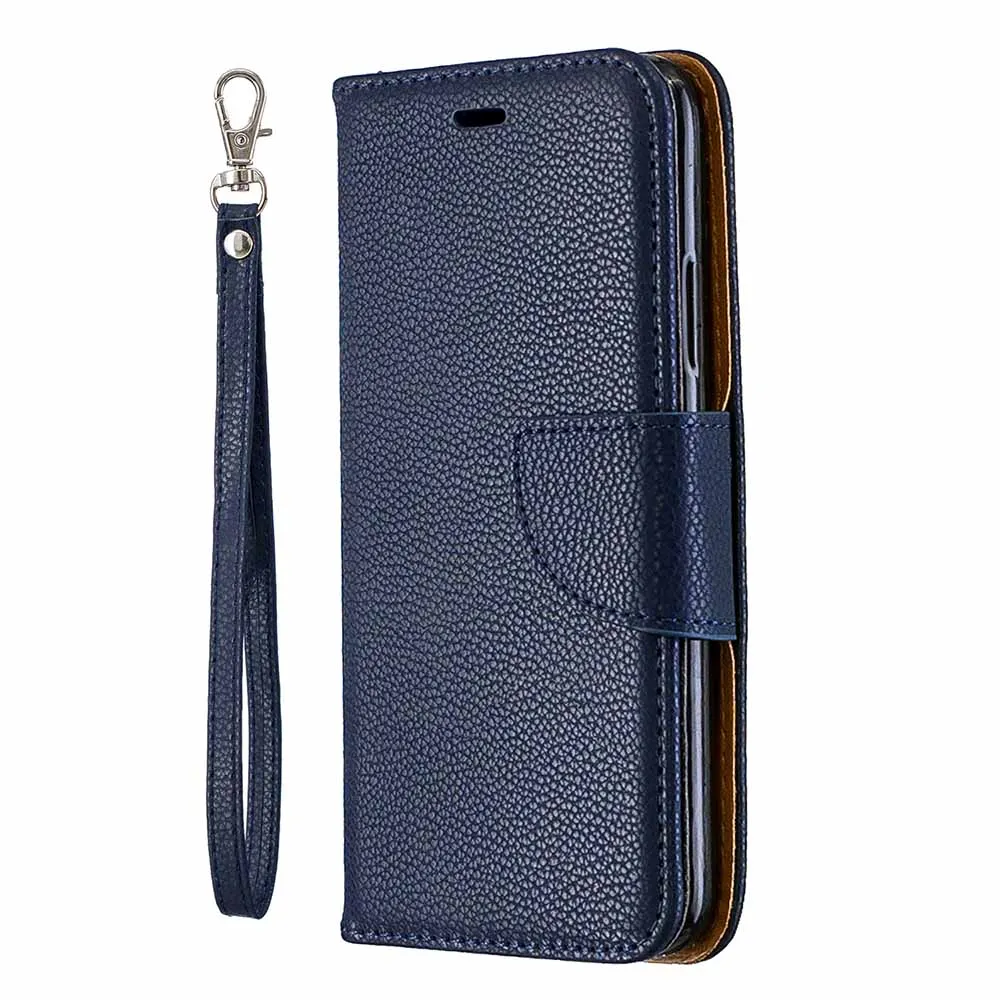 Blue Роскошный чехол-книжка с текстурой личи для iPhone 11 Pro Max, чехол для iPhone XS Max X XR 6 6S 7 8 Plus, чехлы для телефонов - Цвет: Blue