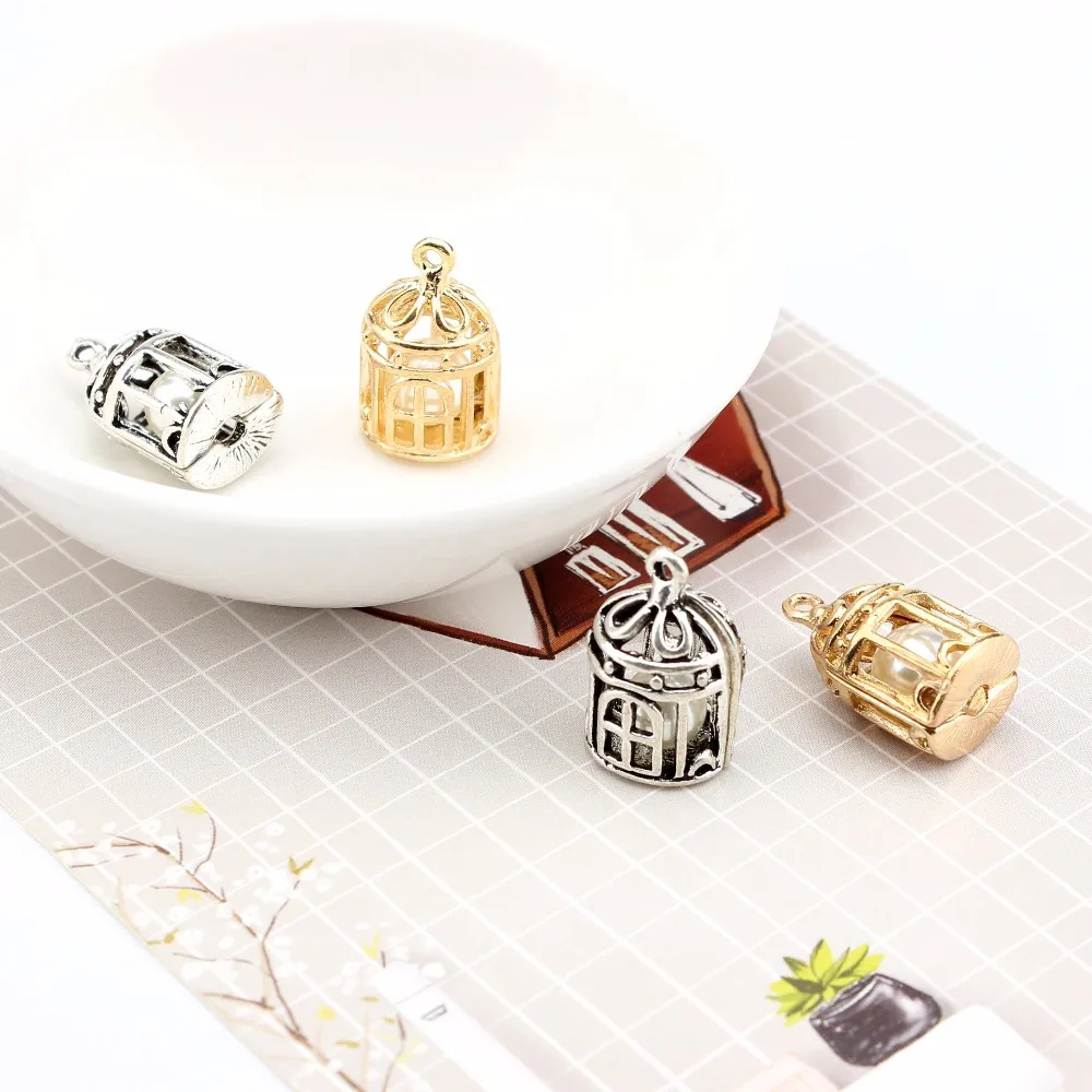 10 шт. аксессуары для бантов ожерелье из сплава с жемчугом кулон клетка птиц