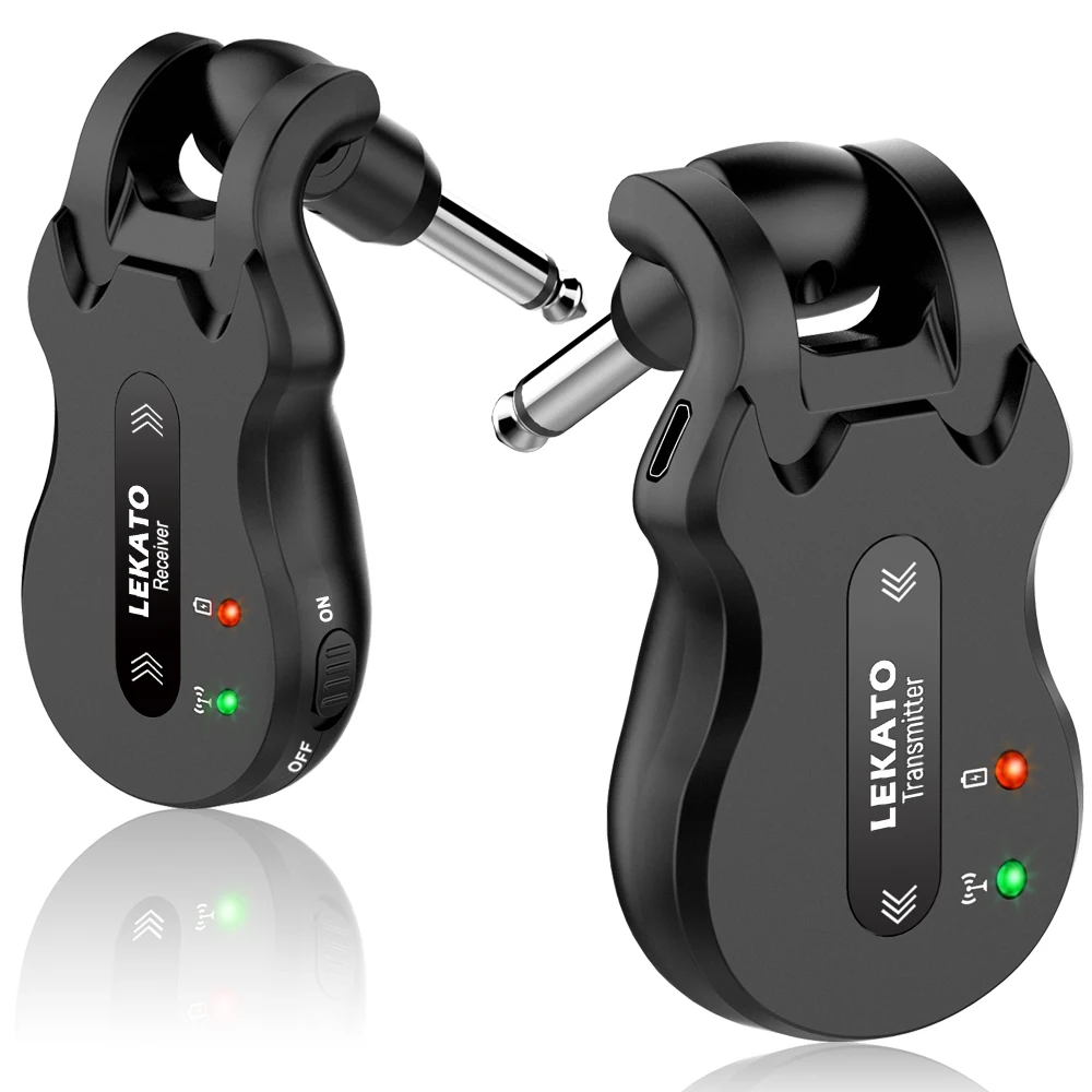 

LEKATO Wireless Guitar System Wireless Audio Electric WS-50 5.8Ghz Guitar Transmitter Receiver 4 Channels Transmission Range
