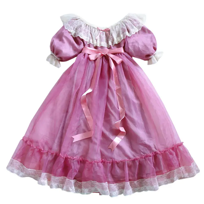 Фиолетовое кружевное платье из органзы с оборками на одно плечо викторианское