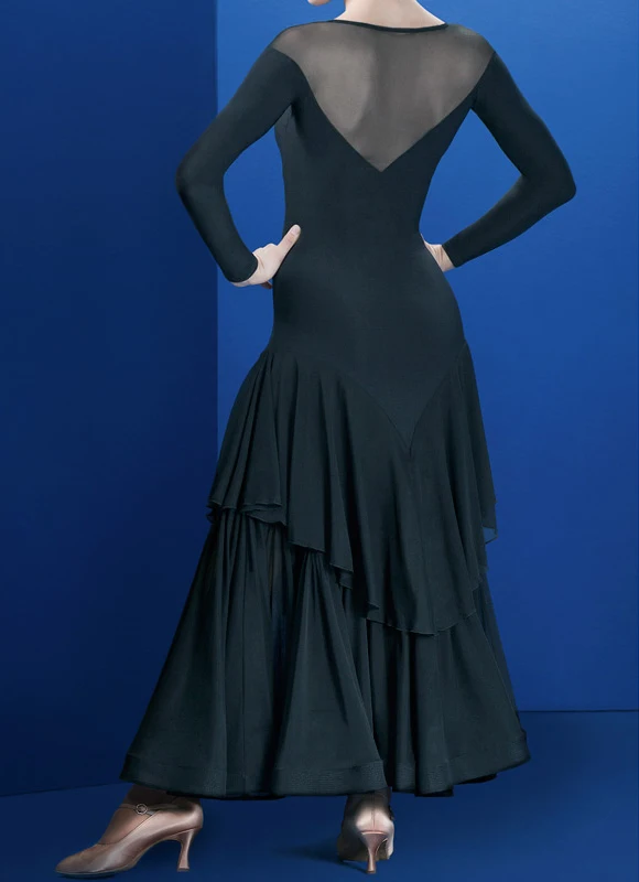 Adult Ballroom Competition Dance Dress 2021 Net Sleeve Elegant Waltz Dancing Skirt Standard Dresses Women | Тематическая одежда и